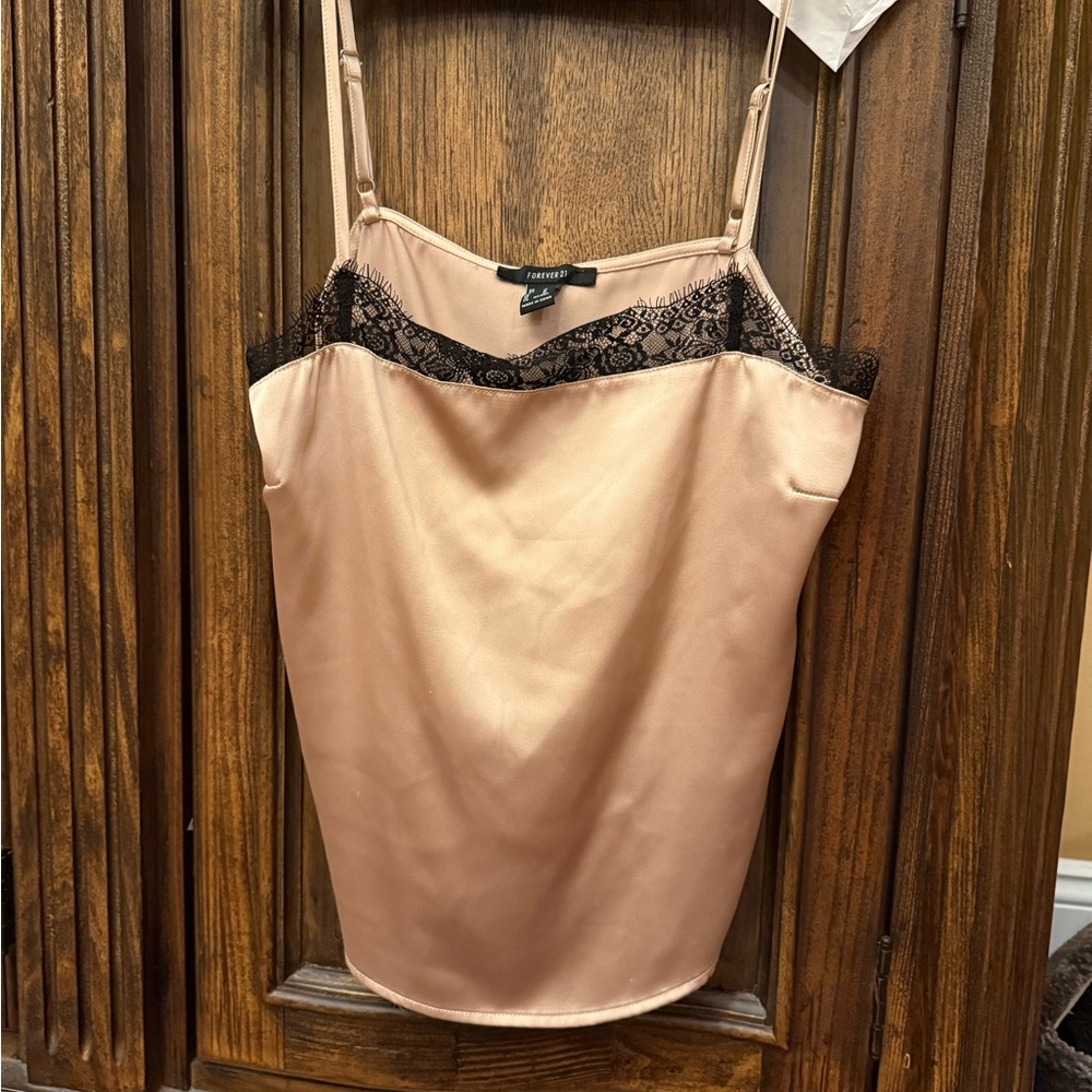 Forever 21 Satin Camisole with Black Lace